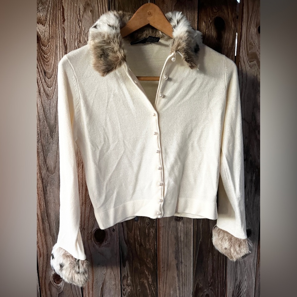 Route 66 Faux Fur Trim Sweater